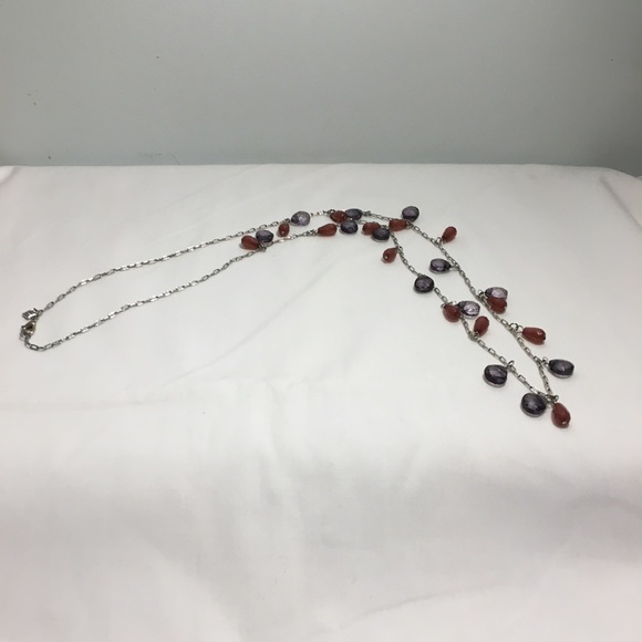 Banana Republic Faceted Glass Silvertone Necklace - Picture 2 of 5